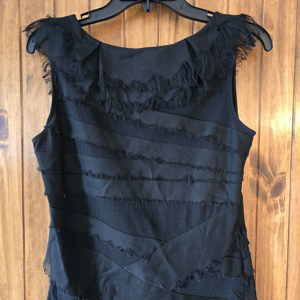Black Sleeveless Top with Fringe Details - Picture 2 of 2